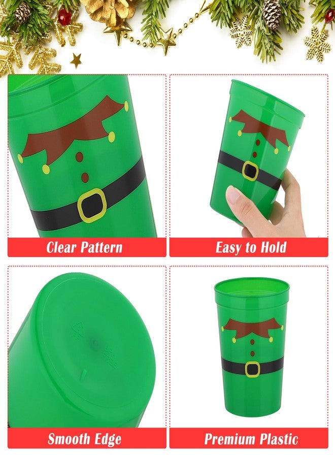 Kochorie 60 Pieces Christmas Plastic Party Cups 16 Ounces Christmas Plastic Tumblers Disposable Holiday Stadium Cups Santa's Belt Plastic Tumblers Assorted Styles for Christmas Party Supplies - Image 3
